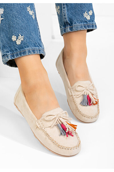 B T Shoes Béžové dámské mokasíny Prestia V2