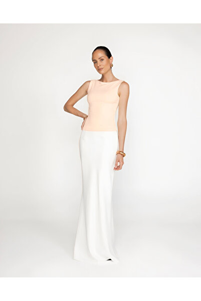 Baluxe Beige Boat Neck Cotton Blouse