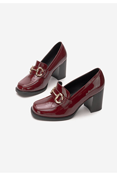 B T Shoes Bordové mokasíny na podpatku Efora