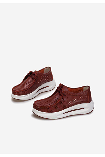 B T Shoes Červené mokasíny na klínku Melodisa