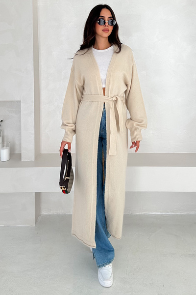 Noa Noa Women's Long Open Knitwear Trench Coat – Unlined, Modern & Urban Style