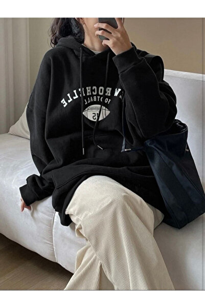 Vestiti Hanorac oversize cu imprimeu New Rochelle Football, unisex, cu glugă