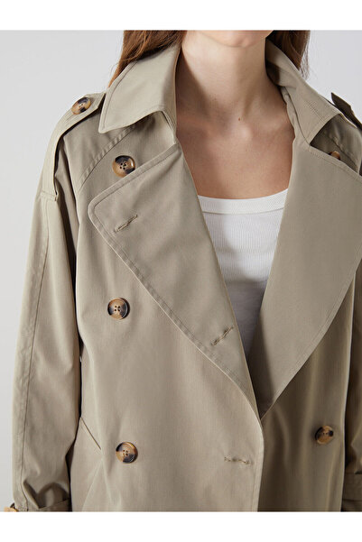 LC Waikiki Xside Jacket Collar Oversize Women's Trench Coat (W5)