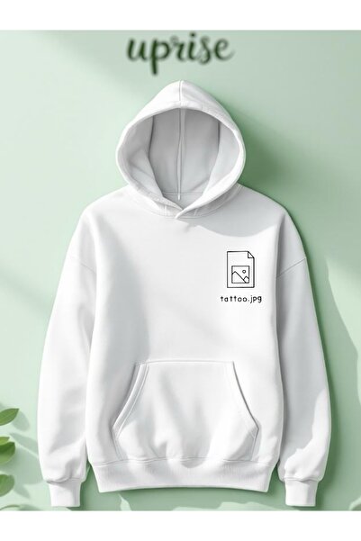 Vordevia Hanorac Tattoo cu imprimeu Cotton 3 Thread O supradimensionat