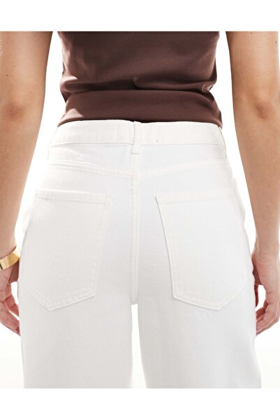 geenz manifacture Γυναικείο λευκό τζιν παντελόνι με ψηλή μέση, φαρδύ τζιν παντελόνι Palazzo