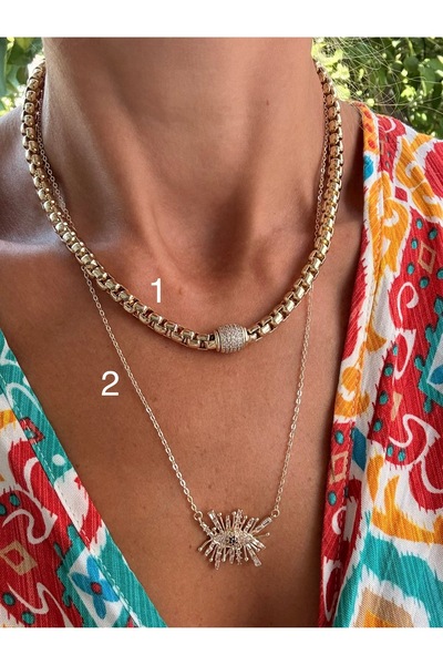 xUPING Altın Kaplama Arnavut Zinciri Pndr Taş Model Kolye Kararmaz 14K Rengin...