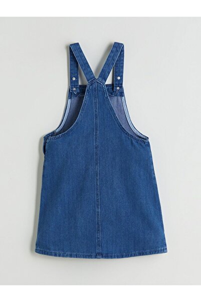 LC Waikiki LCW ECO Kare Yaka Kız Çocuk Jean Salopet Elbise