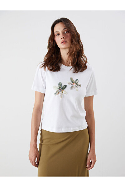 LC Waikiki Tricou brodat pentru femei Özmarka, nou sezon, cu decolteu tip cre...