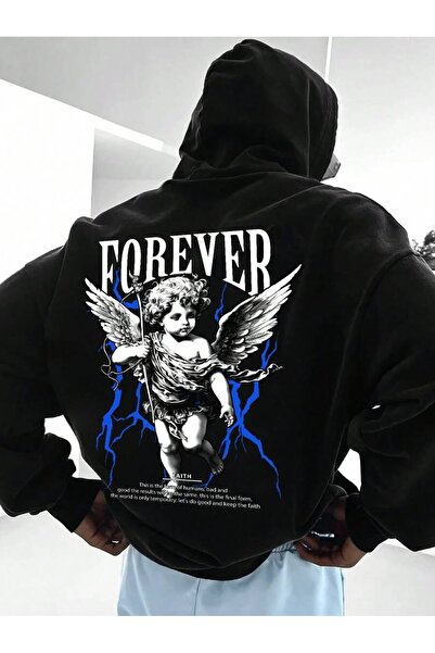 Vestiti Hanorac supradimensionat cu glugă și imprimeu Forever Faith