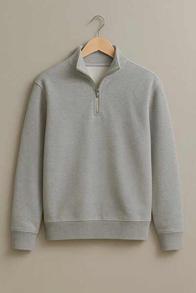 LC Waikiki سويت شيرت رجالي من سلسلة Premium Plus ثلاثي الخيوط ذو سحاب نصفية ب...