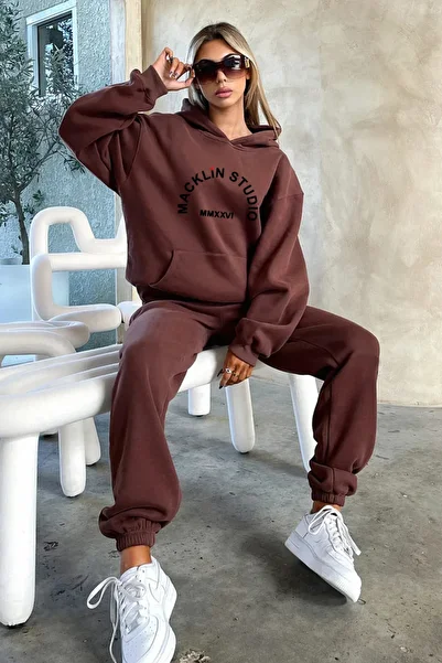 macklin Women's Studio Printed Oversize 3 Thread Hooded Tracksuit Set