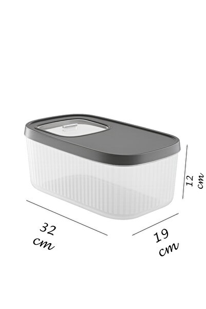 EVONİTA 3'lü 5 Litre Deterjan Tablet Saklama Çizgili Kutusu- Kayar Kapaklı Erzak Bakliyat Kabı