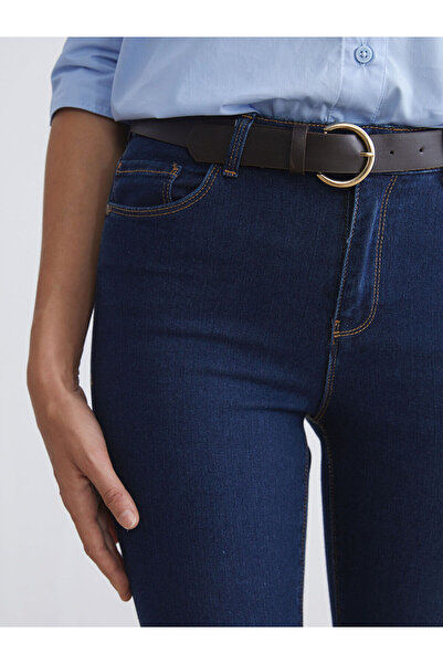 LC Waikiki LCW Jeans Indigo Beli Kemerli Mercury Skinny Fit Kadın Jean Pantolon W57038Z8NVY25