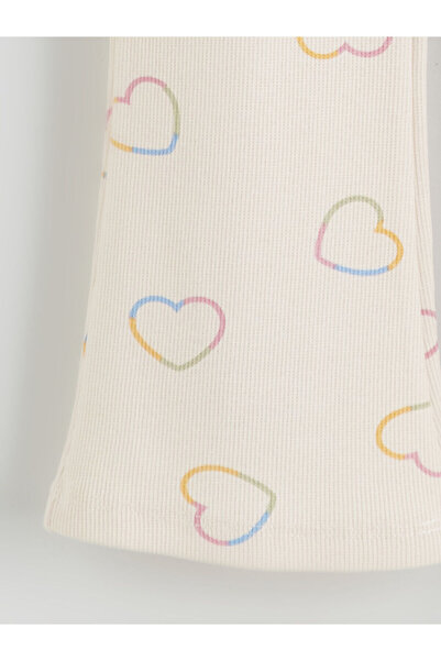 LC Waikiki LCW Beli Lastikli Kalp Baskılı Kız Çocuk Tayt (W5)