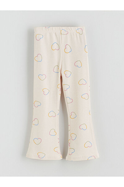 LC Waikiki LCW Beli Lastikli Kalp Baskılı Kız Çocuk Tayt (W5)