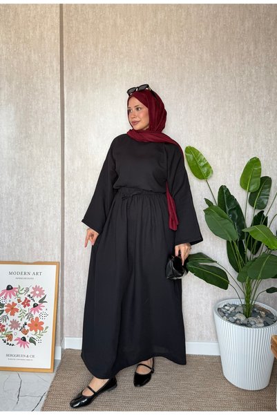 Moda Lippa Siyah Müslin Etekli Salaş Takım