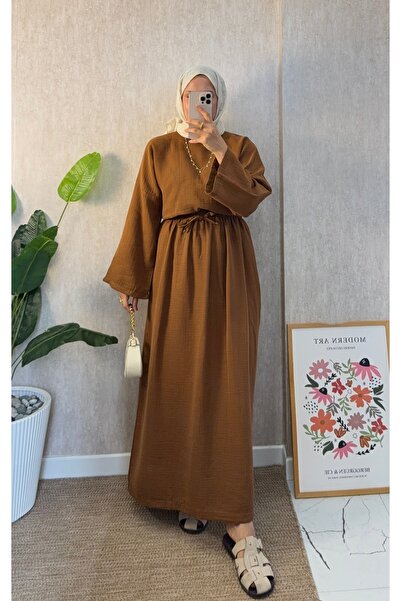 Moda Lippa Chocolate Muslin Skirt Loose Set