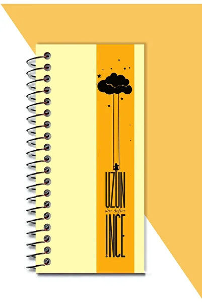 Kentsoylu Long Slim Narrow Notebook Collection / Thick Cardboard Cover Unlined Spiral Bound 21*19 Cm. 96 Pages