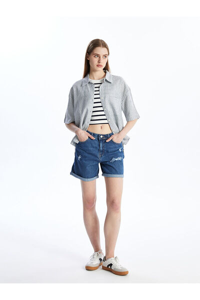 LC Waikiki Pantaloni scurti de damă Boyfriend Fit cu detaliu rupt