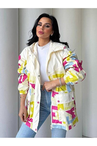 Geometric Pattern Multicolor Raincoat