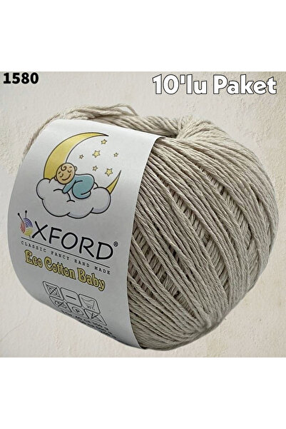 Oxford İplik 10'lu Paket Eco Cotton Baby - Ince Cotton Ip - Tığ Işi - Punch Ipi 1580 - Açık Bej