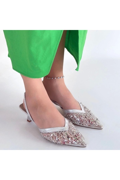 Vona Nova Toyi Silver Satin Heeled Shoes