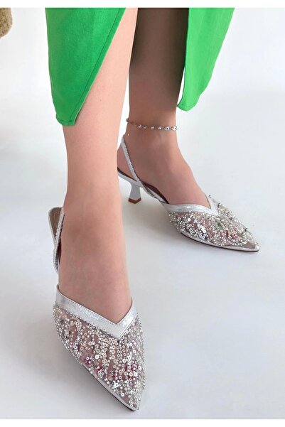 Vona Nova Toyi Silver Satin Heeled Shoes