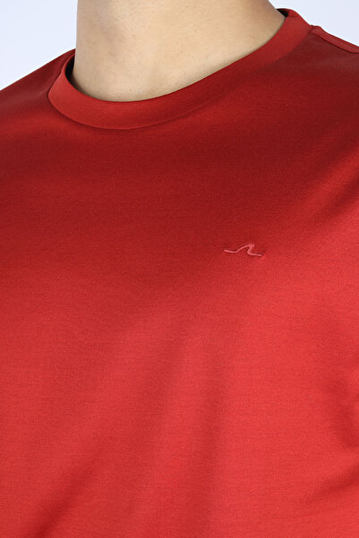 PAUL&SHARK Men's Regular Fit Round Neck Shark Embroidered Cotton Short Sleeve Red T-Shirt 15311623-636