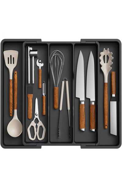 Elindor Πολυλειτουργικός επεκτάσιμος οργανωτής συρταριών, ρυθμιζόμενη βάση, μ...