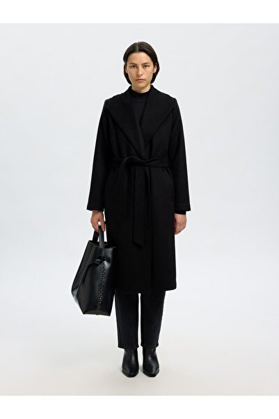 SELECTED Langer Mantel Wollmix