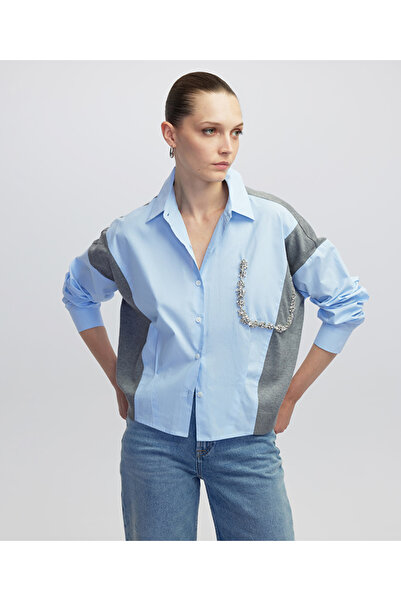 İpekyol Triko mix işlemeli gömlek
