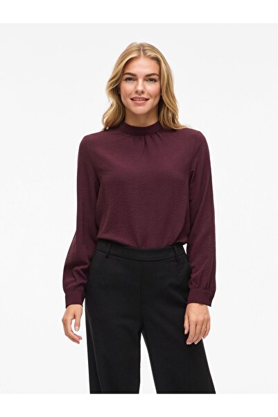 VILA Oberteil mit langen Ärmeln Stehkragen