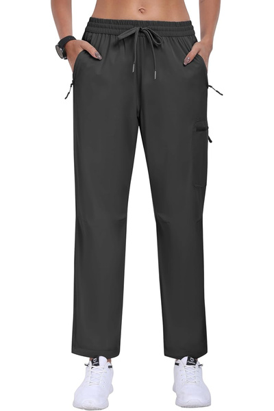 MOFIZ Women's breathable sports pants, with pockets and drawstring at the waist, Grey M