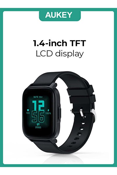 AUKEY Smartwatch with Calling Function, 1.4-inch TFT LCD display, IP68 Waterproof, 12 Days Battery L
