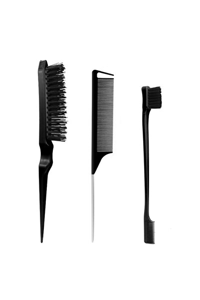L&Wen مجموعة من 3 أمشاط تصفيف الشعر، فرشاة شعر ناعمة للخلف، مشط ذيل الفأر ومش...