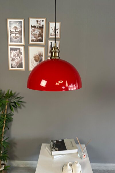 Bamyum Yimpi Kırmızı Avize Tekli Sarkıt Lale Başlık Salon Mutfak Kuaför Lamba Dekoratif Aydınlatma Pastane