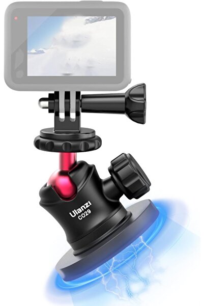 ulanzi حامل كاميرا مغناطيسي لكاميرا GoPro، حامل مغناطيسي قوي مع رأس كروي دوار 360 درجة وبنية