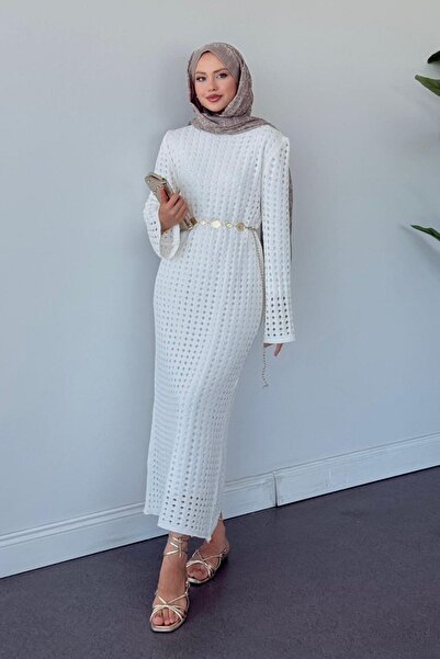 Hazamoda Rochie din plasă de palmier albă