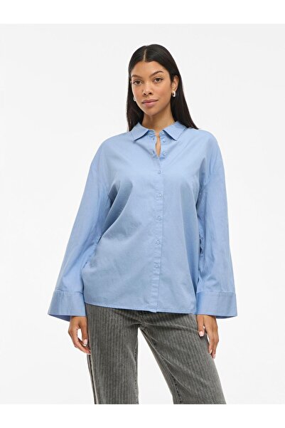 VILA Langarmhemd VIPERF Baumwoll