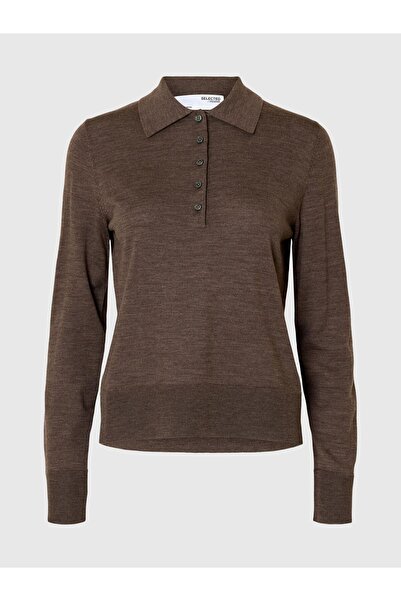 Selected Femme Polohemd aus Strick 100% Merinowoll