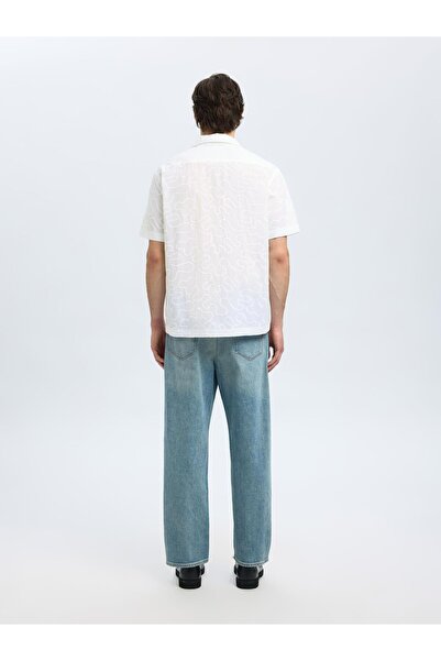 SELECTED Kurzarmhemd Besticktes