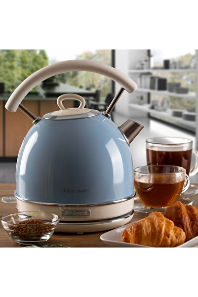 ARIETE Fierbător electric VINTAGE 2877/05, 2000W, 1,7 l, Corp din oțel, Suprafață rece, Bază 360°, Albastru