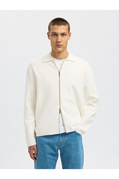 Selected Homme Strickjacke mit Reißverschluss Baumwollmix