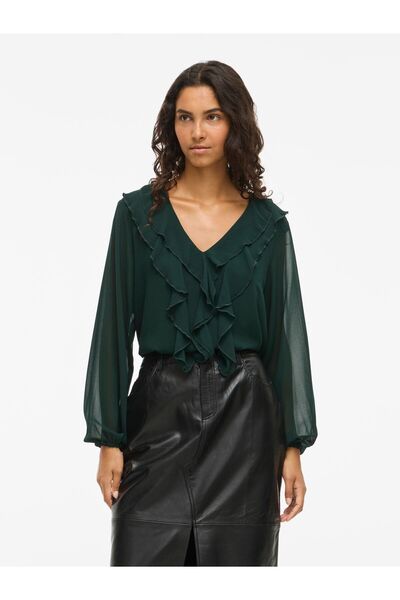VILA Oberteil mit langen Ärmeln VIANE Gerüschtes