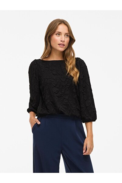 VILA Oberteil mit 3/4-Ärmeln VIDEVERA U-Boot Ausschnitt