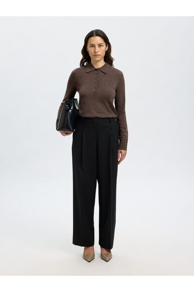 Selected Femme Polohemd aus Strick 100% Merinowoll