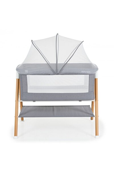 Moni Baby cot Kalinihta Premium Grey 90x53x74 cm, with accessory holder, mesh...