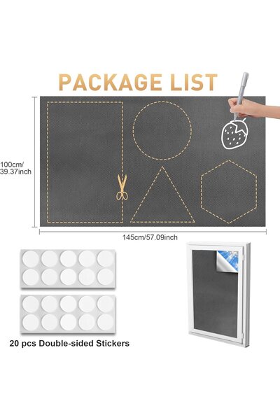 Sauvasine Oxford cloth window blind, solar thermal protection, no drilling, 20 Nano Adhesive, 145 x 100 cm