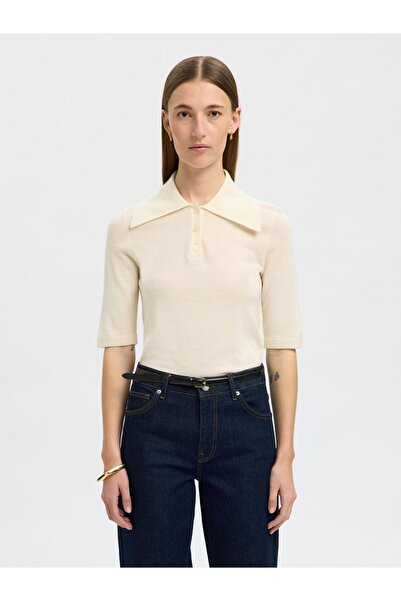 Selected Femme Polohemd aus Strick 100% Merinowoll