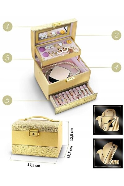 DacEnergy Jewelry box, made of imitation leather, with carrying handle, space for...